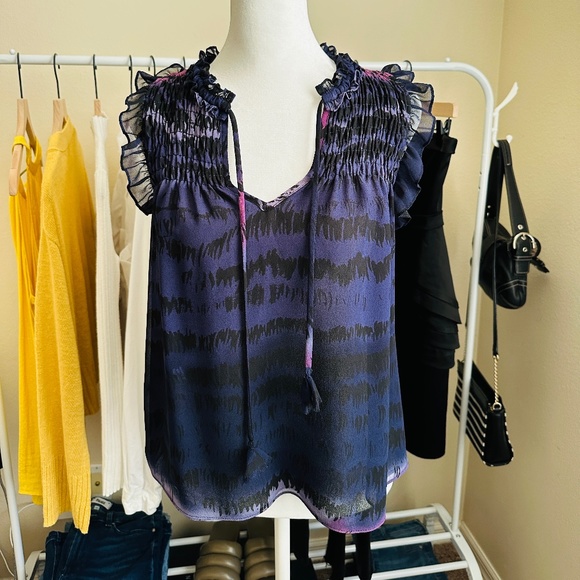 Misa Los Angeles  |  Purple Darcy Ruffle Sleeveless Smock Blouse size XS - Picture 2 of 10